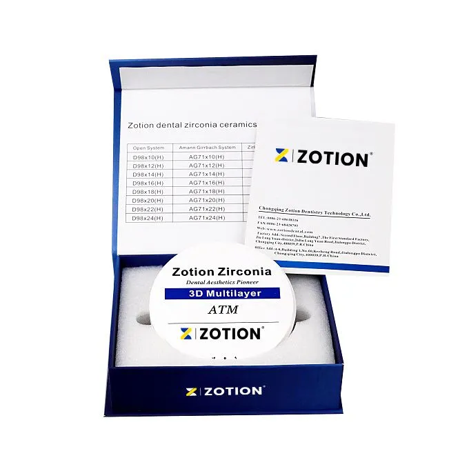 Zotion Brand Zirconia Presintered Blocks CAD CAM Milling Discs Dental Discs